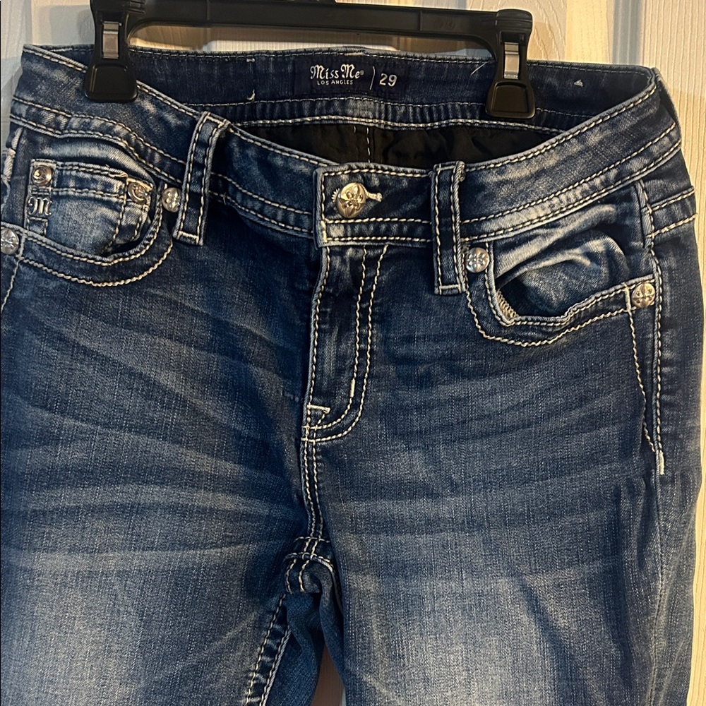 Miss Me Blue Skinny Jeans with Distressed Look